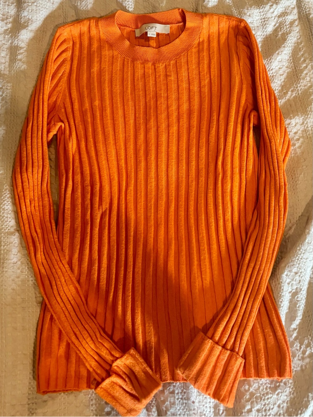 LOFT Orange Ribbed Sweater - Picture 4 of 4